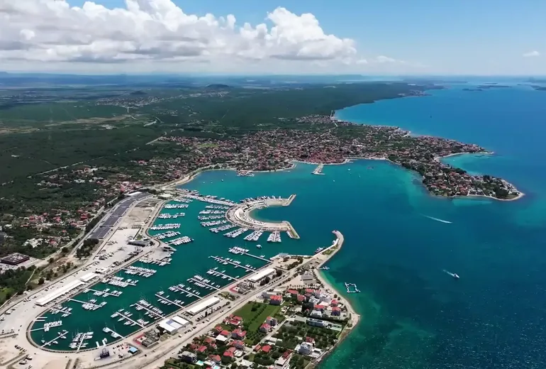 Aerial of a large Croatian charter marina near Zadar